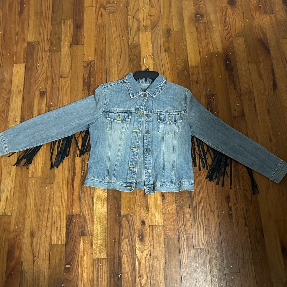 Denim Jacket With REAL LEATHER